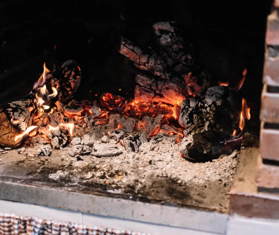 smoldering fireplace