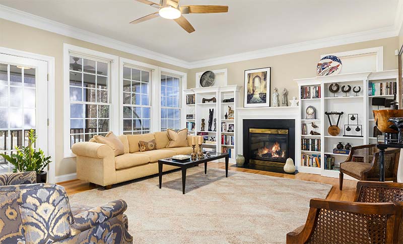 Living room with fireplace