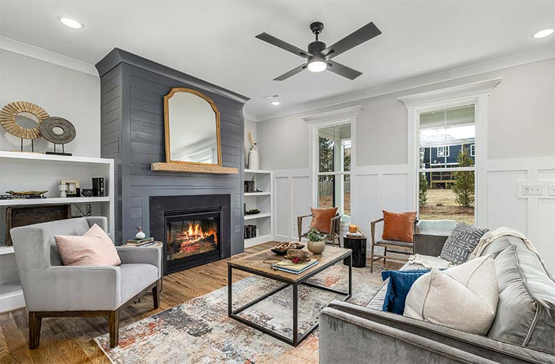 Living room with fireplace