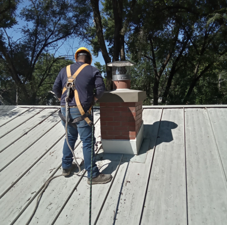 new brick chimney on roof