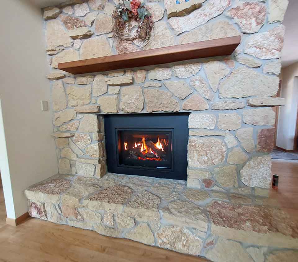Gas Fireplace burning in home